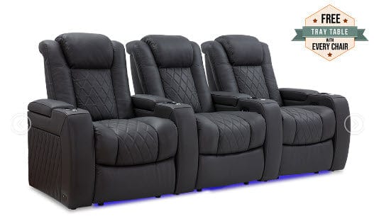 by Valencia Seating Sofa Row of 3 | Width: 99" Height: 43.5" Depth: 39.25" / Charcoal Grey Valencia Tuscany Home Theater Seating