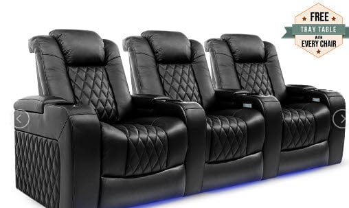 by Valencia Seating Sofa Row of 3 | Width: 99" Height: 43.5" Depth: 39.25" / Midnight Black Valencia Tuscany Home Theater Seating