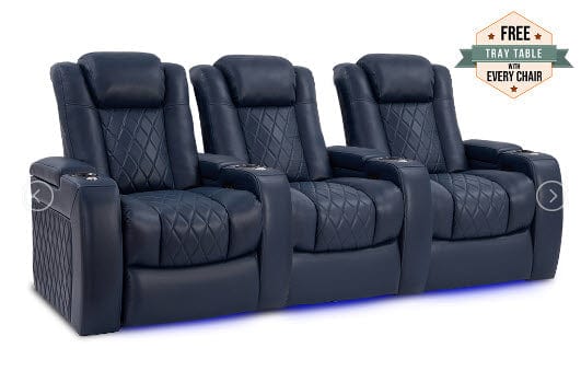 by Valencia Seating Sofa Row of 3 | Width: 99" Height: 43.5" Depth: 39.25" / Navy Blue Valencia Tuscany Home Theater Seating