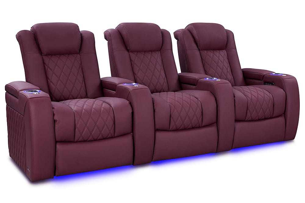 by Valencia Seating Sofa Row of 3 | Width: 99" Height: 43.5" Depth: 39.75" / Burgundy Valencia Tuscany Ultimate Edition