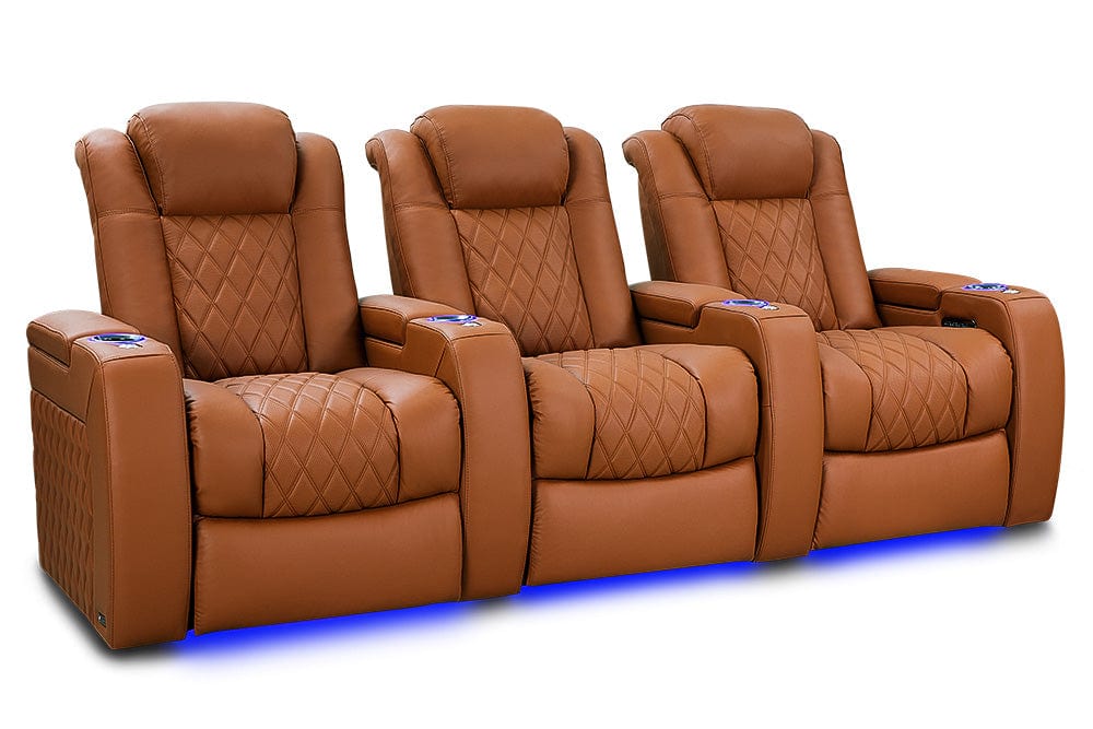 by Valencia Seating Sofa Row of 3 | Width: 99" Height: 43.5" Depth: 39.75" / Royal Cognac Valencia Tuscany Ultimate Edition