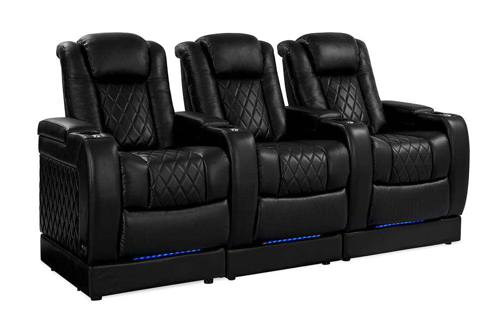 by Valencia Seating Sofa Row of 3 | Width: 99” Height: 50.5” Depth: 39.75” / Midnight Black Valencia Tuscany Theater Seating With Risers