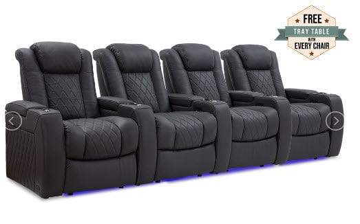 by Valencia Seating Sofa Row of 4 | 129.75" Height: 43.5" Depth: 39.25" / Charcoal Grey Valencia Tuscany Home Theater Seating