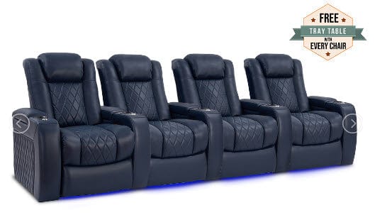 by Valencia Seating Sofa Row of 4 | 129.75" Height: 43.5" Depth: 39.25" / Navy Blue Valencia Tuscany Home Theater Seating