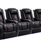 by Valencia Seating Sofa Row of 4 | 129.75" Height: 43.5" Depth: 39.25" / Sports Edition - Black with Red Stitching Valencia Tuscany Home Theater Seating