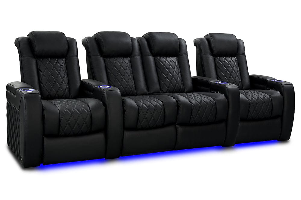 by Valencia Seating Sofa Row of 4 - Loveseat Center | Width: 112" Height: 43.5" Depth: 40" / Onyx Valencia Tuscany Slim Ultimate Luxury Edition