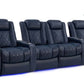 by Valencia Seating Sofa Row of 4 – Loveseat Center | Width: 123" Height: 43.5" Depth: 39.25" / Navy Blue Valencia Tuscany Home Theater Seating