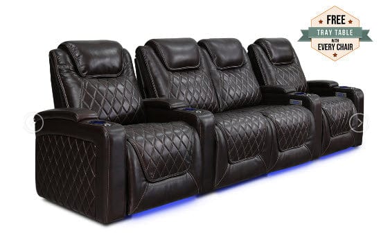 by Valencia Seating Sofa Row of 4 - Loveseat Center | Width: 124" Height: 42.75" Depth: 38" / Dark Chocolate Valencia Oslo Home Theater Seating