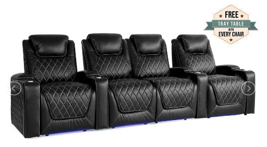 by Valencia Seating Sofa Row of 4 - Loveseat Center | Width: 124" Height: 42.75" Depth: 38" / Midnight Black Valencia Oslo Home Theater Seating