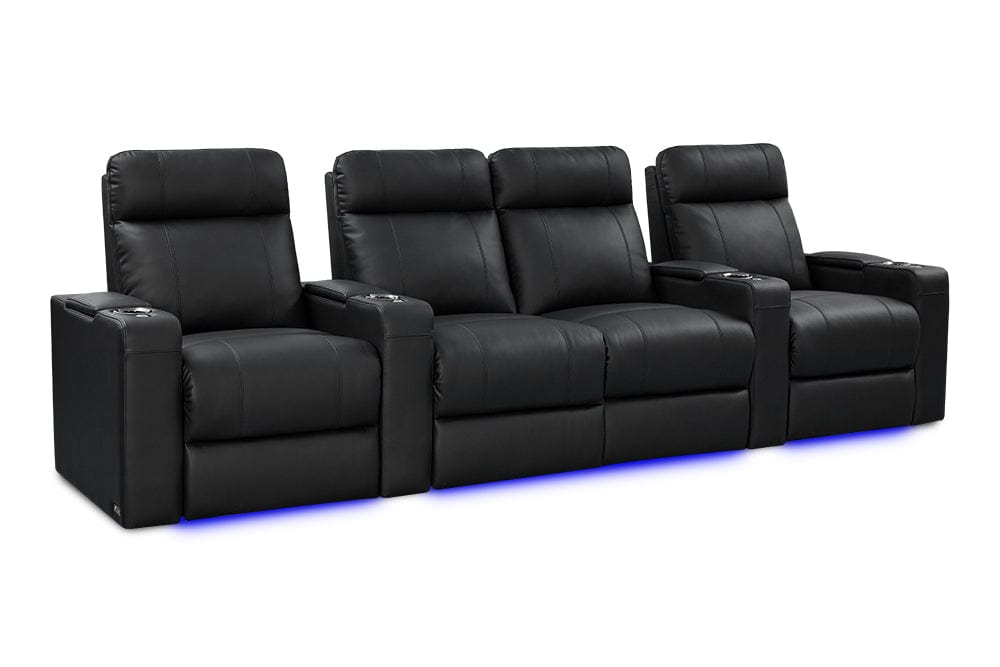 by Valencia Seating Sofa Row of 4 - Loveseat Center | Width: 124" Height: 42" Depth: 38.75" / Onyx Valencia Piacenza Luxury Edition