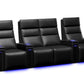 by Valencia Seating Sofa Row of 4 – Loveseat Center | Width: 126" Height: 47" Depth: 34" / Carbon Black Valencia Monza Carbon Fiber Home Theater Seating