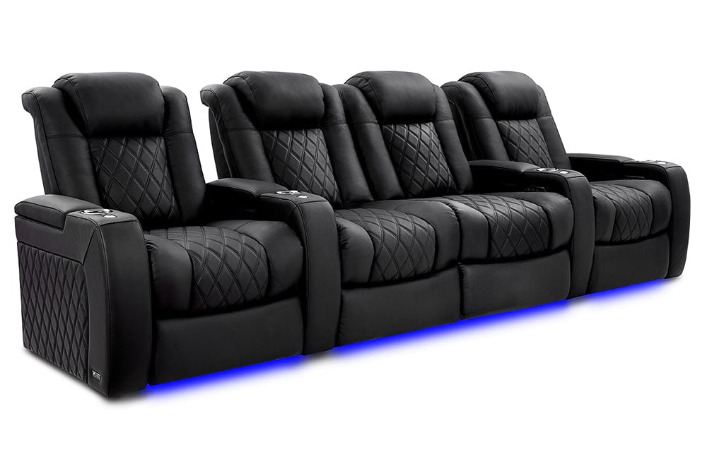 by Valencia Seating Sofa Row of 4 – Loveseat Center | Width: 129" Height: 46" Depth: 39.5 / Onyx Valencia Tuscany XL Ultimate Edition