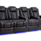 by Valencia Seating Sofa Row of 4 – Loveseat Left | Width: 112" Height: 43.5" Depth: 39.25" / Midnight Black Valencia Tuscany Slim Home Theater Seating