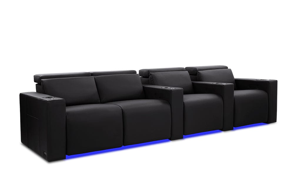 by Valencia Seating Sofa Row of 4 - Loveseat Left | Width: 116" Height: 35.5" Depth: 41.5" / Black Valencia Barcelona Home Theater Seating