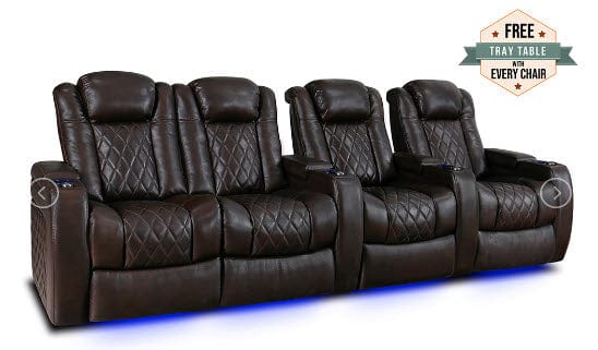 by Valencia Seating Sofa Row of 4 – Loveseat Left | Width: 123" Height: 43.5" Depth: 39.25" / Dark Chocolate Valencia Tuscany Home Theater Seating