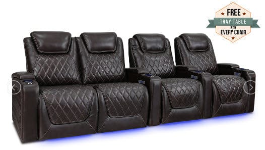 by Valencia Seating Sofa Row of 4 - Loveseat Left | Width: 124" Height: 42.75" Depth: 38" / Dark Chocolate Valencia Oslo Home Theater Seating