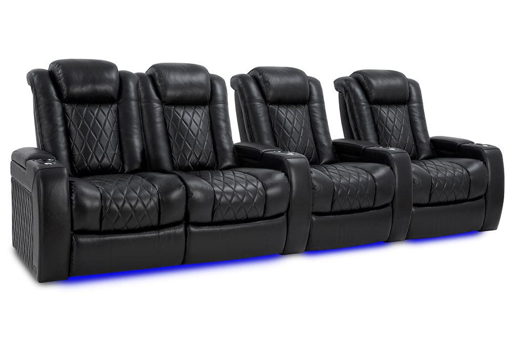 by Valencia Seating Sofa Row of 4 | Loveseat Left | Width: 129" Height: 46" Depth: 39.5" / Midnight Black / Regular Spec (300LB Sitting Weight Limit) Valencia Tuscany XL