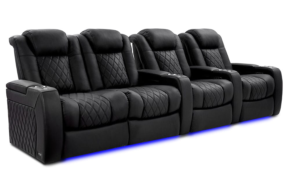 by Valencia Seating Sofa Row of 4 – Loveseat Left | Width: 129" Height: 46" Depth: 39.5 / Onyx Valencia Tuscany XL Ultimate Edition