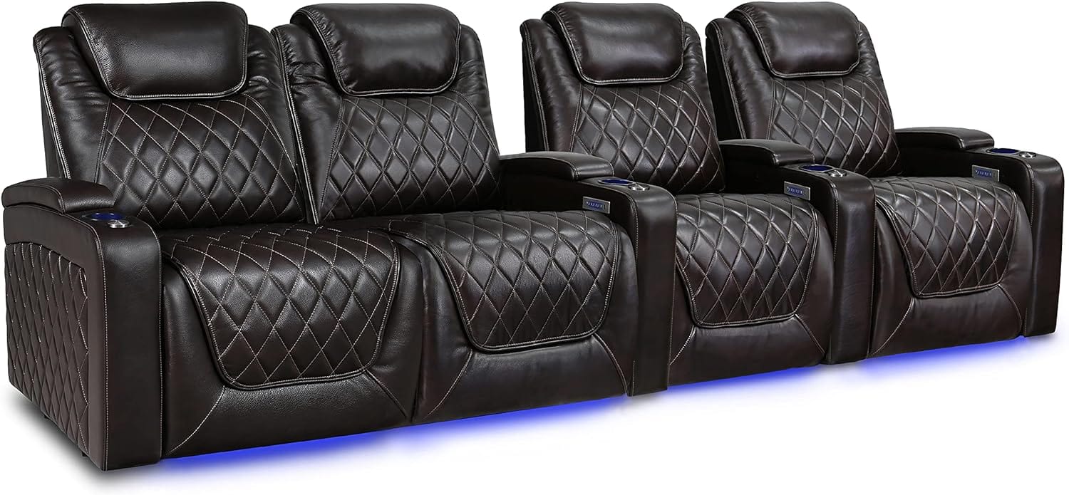 by Valencia Seating Sofa Row of 4 - Loveseat Left | Width: 130" Height: 45" Depth: 38" / Dark Chocolate / Regular Spec (300 LBs Sitting Weight Limit) Valencia Oslo XL Home Theater Seating