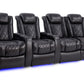 by Valencia Seating Sofa Row of 4 – Loveseat Right | Width: 112" Height: 43.5" Depth: 39.25" / Midnight Black Valencia Tuscany Slim Home Theater Seating