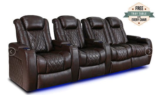 by Valencia Seating Sofa Row of 4 – Loveseat Right | Width: 123" Height: 43.5" Depth: 39.25" / Dark Chocolate Valencia Tuscany Home Theater Seating