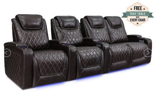 by Valencia Seating Sofa Row of 4 - Loveseat Right | Width: 124" Height: 42.75" Depth: 38" / Dark Chocolate Valencia Oslo Home Theater Seating