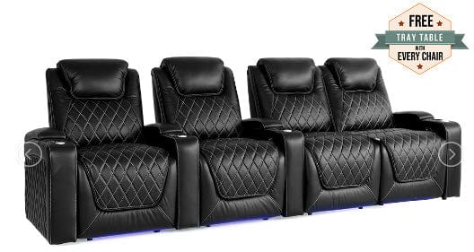 by Valencia Seating Sofa Row of 4 - Loveseat Right | Width: 124" Height: 42.75" Depth: 38" / Midnight Black Valencia Oslo Home Theater Seating