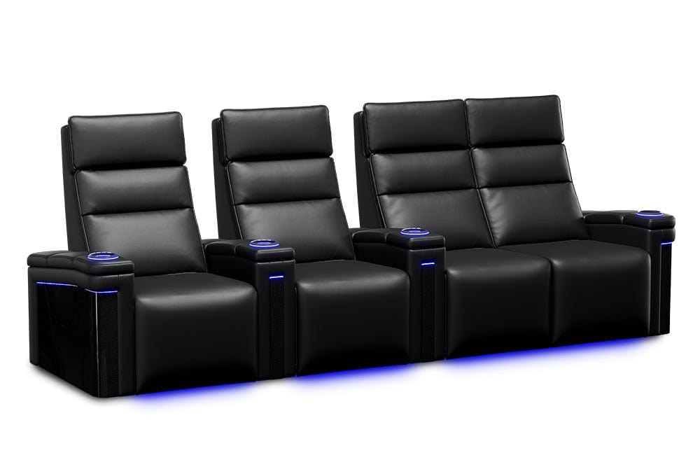 by Valencia Seating Sofa Row of 4 – Loveseat Right | Width: 126" Height: 47" Depth: 34" / Carbon Black Valencia Monza Carbon Fiber Home Theater Seating