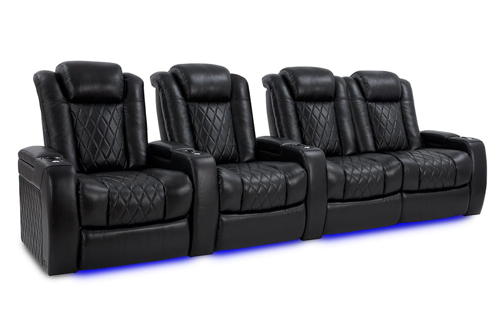 by Valencia Seating Sofa Row of 4 | Loveseat Right | Width: 129" Height: 46" Depth: 39.5" / Midnight Black / Regular Spec (300LB Sitting Weight Limit) Valencia Tuscany XL