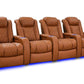 by Valencia Seating Sofa Row of 4 | Width: 129.75" Height: 43.5" Depth: 39.75" / Royal Cognac Valencia Tuscany Ultimate Edition