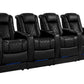 by Valencia Seating Sofa Row of 4 | Width: 129.75” Height: 50.5” Depth: 39.75” / Midnight Black Valencia Tuscany Theater Seating With Risers