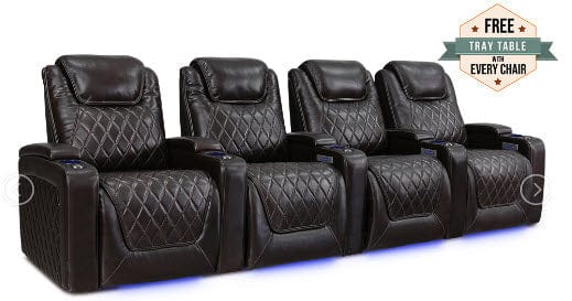 by Valencia Seating Sofa Row of 4 | Width: 130.75" Height: 42.75" Depth: 38" / Dark Chocolate Valencia Oslo Home Theater Seating