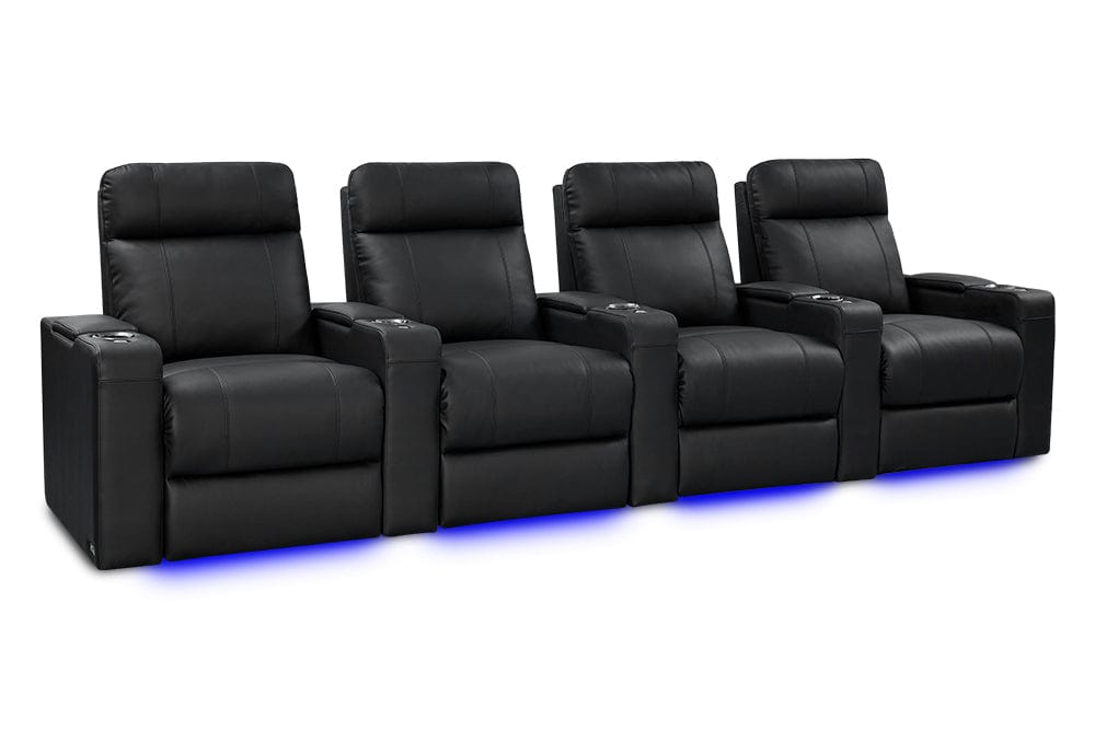 by Valencia Seating Sofa Row of 4 | Width: 131" Height: 42" Depth: 38.75" / Onyx Valencia Piacenza Luxury Edition