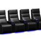 by Valencia Seating Sofa Row of 4 | Width: 134.25" Height: 47" Depth: 34" / Carbon Black Valencia Monza Carbon Fiber Home Theater Seating