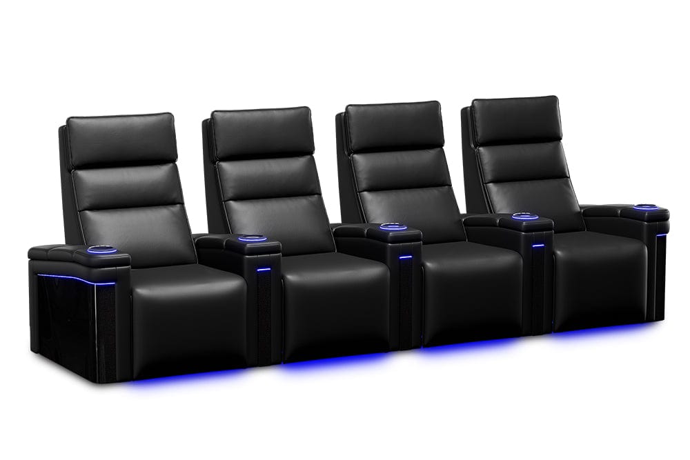 by Valencia Seating Sofa Row of 4 | Width: 134.25" Height: 47" Depth: 34" / Carbon Black Valencia Monza Carbon Fiber Home Theater Seating