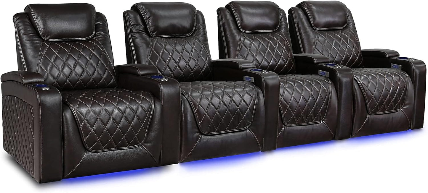 by Valencia Seating Sofa Row of 4 | Width: 136.5" Height: 45" Depth: 38" / Dark Chocolate / Regular Spec (300 LBs Sitting Weight Limit) Valencia Oslo XL Home Theater Seating