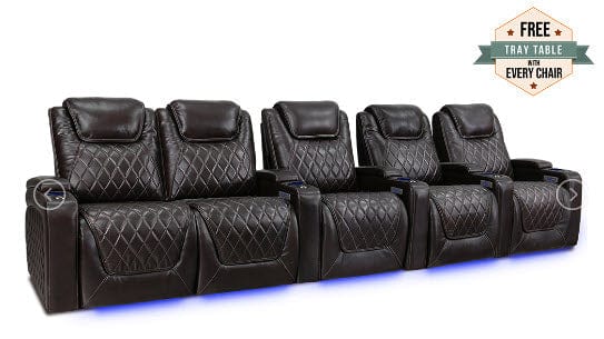 by Valencia Seating Sofa Row of 5 - Loveseat Left | Width: 155" Height: 42.75" Depth: 38" / Dark Chocolate Valencia Oslo Home Theater Seating