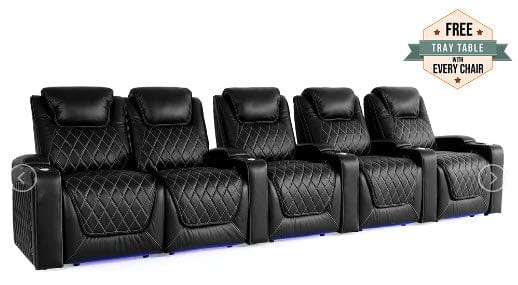 by Valencia Seating Sofa Row of 5 - Loveseat Left | Width: 155" Height: 42.75" Depth: 38" / Midnight Black Valencia Oslo Home Theater Seating