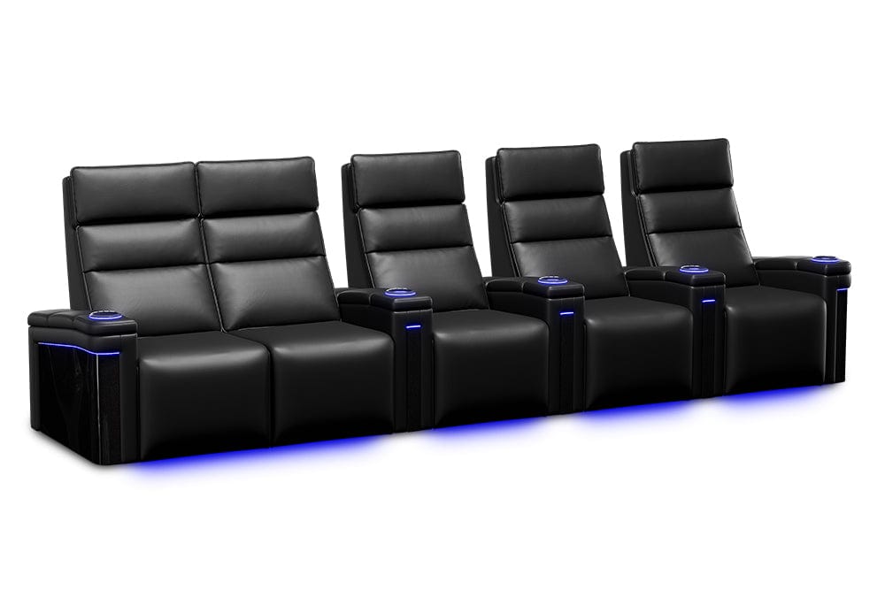 by Valencia Seating Sofa Row of 5 Loveseat Left - Width: 157.5" Height: 47" Depth: 34" / Carbon Black Valencia Monza Carbon Fiber Home Theater Seating