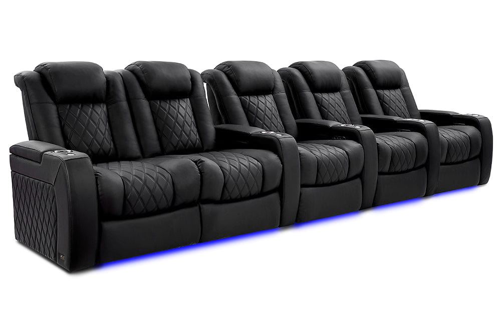 by Valencia Seating Sofa Row of 5 – Loveseat Left | Width: 161.25" Height: 46" Depth: 39.5" / Onyx Valencia Tuscany XL Luxury Edition