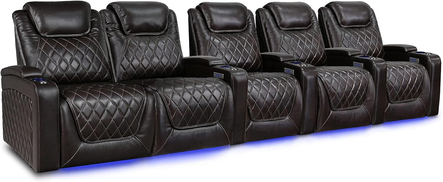 by Valencia Seating Sofa Row of 5 Loveseat Left - Width: 162.5" Height: 45" Depth: 38" / Dark Chocolate / Regular Spec (300 LBs Sitting Weight Limit) Valencia Oslo XL Home Theater Seating