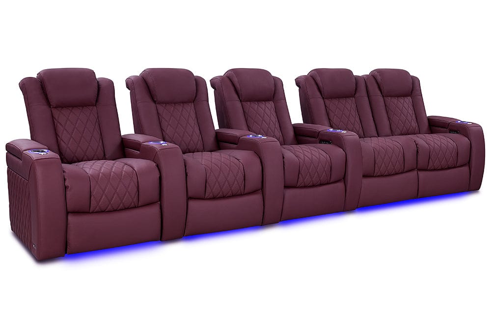 by Valencia Seating Sofa Row of 5 Loveseat Right - Width: 153.75" Height: 43.5" Depth: 39.75" / Burgundy Valencia Tuscany Ultimate Edition