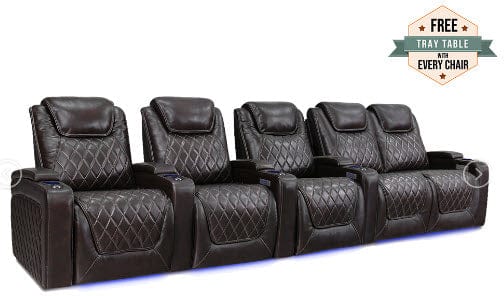 by Valencia Seating Sofa Row of 5 - Loveseat Right | Width: 155" Height: 42.75" Depth: 38" / Dark Chocolate Valencia Oslo Home Theater Seating