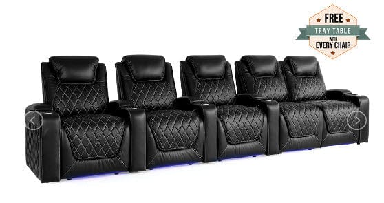 by Valencia Seating Sofa Row of 5 - Loveseat Right | Width: 155" Height: 42.75" Depth: 38" / Midnight Black Valencia Oslo Home Theater Seating