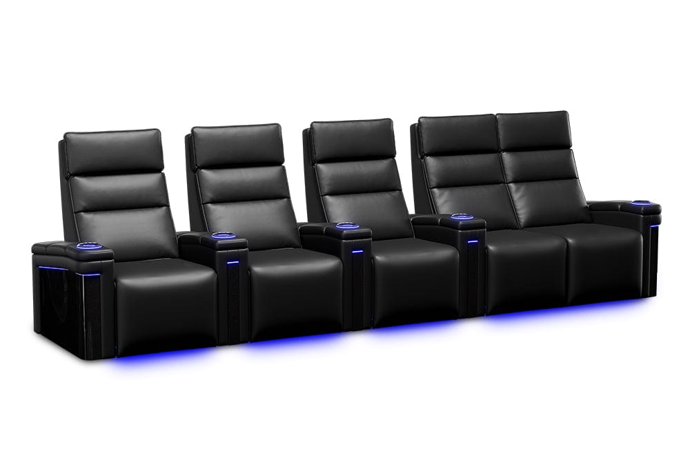 by Valencia Seating Sofa Row of 5 Loveseat Right - Width: 157.5" Height: 47" Depth: 34" / Carbon Black Valencia Monza Carbon Fiber Home Theater Seating