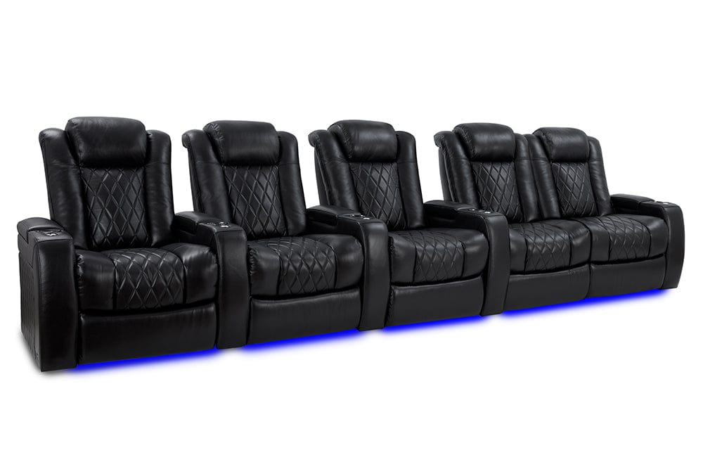 by Valencia Seating Sofa Row of 5 | Loveseat Right | Width: 161.25" Height: 46" Depth: 39.5" / Midnight Black / Regular Spec (300LB Sitting Weight Limit) Valencia Tuscany XL