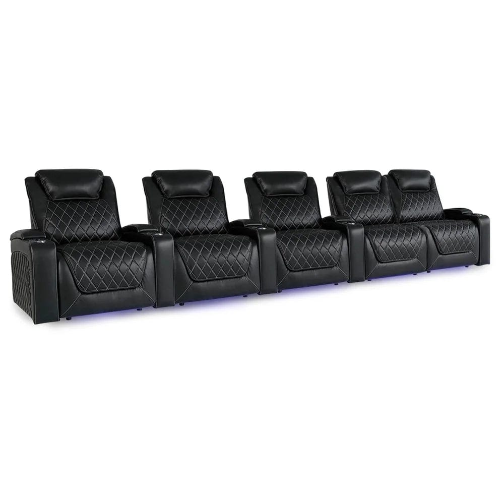 by Valencia Seating Sofa Row of 5 Loveseat Right - Width: 162.5" Height: 45" Depth: 38" / MIdnight Black / Regular Spec (300 LBs Sitting Weight Limit) Valencia Oslo XL Home Theater Seating