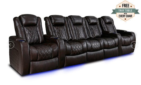by Valencia Seating Sofa Row of 5 Set of 3 Center - Width: 147" Height: 43.5" Depth: 39.25" / Dark Chocolate Valencia Tuscany Home Theater Seating