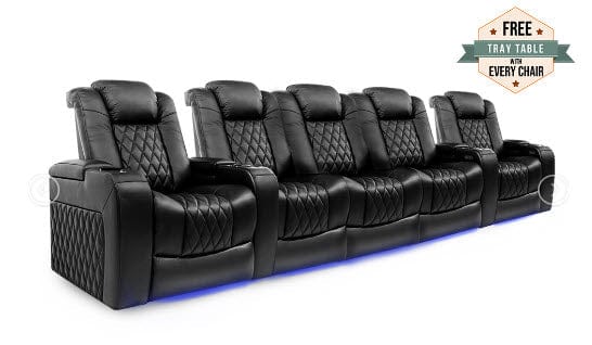 by Valencia Seating Sofa Row of 5 Set of 3 Center - Width: 147" Height: 43.5" Depth: 39.25" / Midnight Black Valencia Tuscany Home Theater Seating