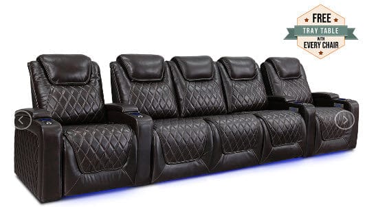 by Valencia Seating Sofa Row of 5 – Set of 3 Center | Width: 148.75" Height: 42.75" Depth: 38" / Dark Chocolate Valencia Oslo Home Theater Seating